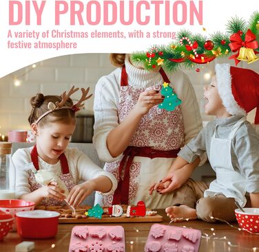 Силіконова форма Vulevirtue з 2 предметів, різдвяні силіконові форми для випічки, силіконова форма для випічки, для різдвяної випічки, тортів, фондану, імбирного печива, шоколаду, желе, мила (12 різдвяних елементів)