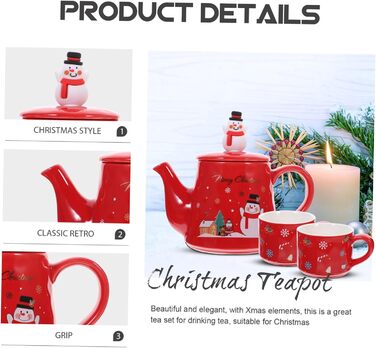 Керамический набор чайников с рождественским мотивом 550 мл снеговика. WEKADRIN