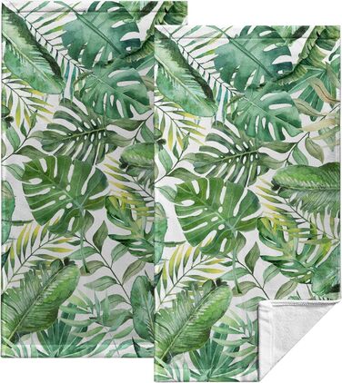 Різдвяні кухонні рушники Kwlegh, рушник для рук, різдвяна ялинка, цукерка-тростина, сніжинка, рушник для пальців, набір з 2 шт. , милий чоловічий банний рушник, високопоглинаючі рушники, 36 шт. (тропічне листя)