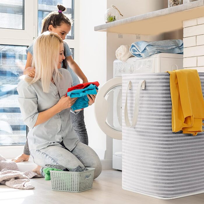 Корзина для сыпучего белья-органайзер с удлиненной ручкой, складной сборщик белья, корзина для хранения белья, портативный сортировщик белья для белья, одежды, одеял, подушек, корзин для белья, серый 75 л серый, 75L