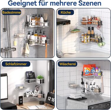 Набір кутових полиць для душу, 3 предмети, сріблястий YASONIC