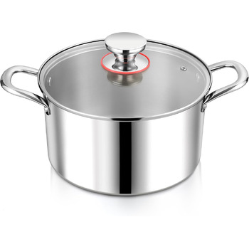 Каструля 6,7 л з нержавіючої сталі зі скляною кришкою 26 см Herogo