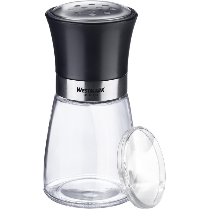 Дисплей Westmark, Вміст 6 дозаторів, Ємність 190 мл кожен, Скло/Нержавіюча сталь/Пластик, Прозорий/Чорний/Сріблястий, 63592611 (Шейкери для спецій, грубі, , Чорні)