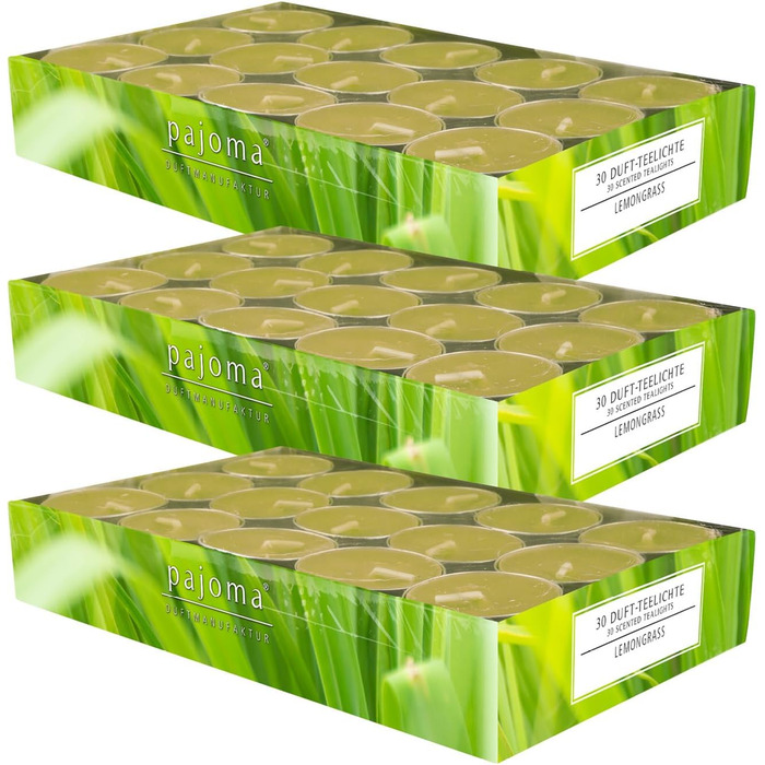 Ароматичних чайних свічок 3x30 шт. ароматичні свічки багато ароматів на вибір висота 1,5 см, Ø 3,5 см (лемонграс, 3 x 30 шт. у упаковці), 90