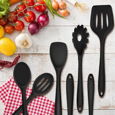 Набор кухонных гаджетов Herogo, набор силиконовой кухонной утвари из 22 предметов с держателем для посуды, термостойкие кухонные столовые приборы Кухонная утварь, здоровая и с антипригарным покрытием, можно мыть в посудомоечной машине, черный