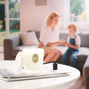 Ароматна свічка M&SENSE Лісова хатина, ароматичні свічки у склянці, натуральна соєва свічка, час горіння 55 годин, подарункові свічки для жінок та чоловіків, подарункова свічка (вершковий ванільний торт, 560 г)