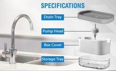 Диспенсер для мийного засобу для кухні та губка чорна Collazoey