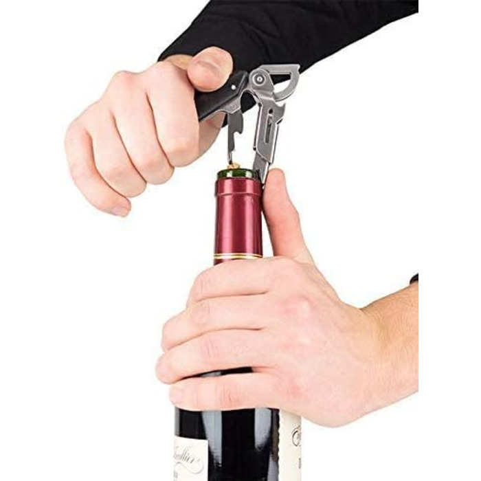 Штопор Peugeot з різаком для капсул, відкривачкою для пляшок і кріпильним кільцем, клавелін, нержавіюча сталь / ABS, 14 см, 200428