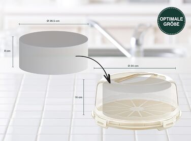 Коробка для транспортировки торта с крышкой, капюшоном и ручкой. Коробка для хранения, контейнер для торта, тарелка для торта, контейнер для торта, коробка для торта, тарелка для торта, начинка для торта, колокольчик для торта - (крем, круглый)