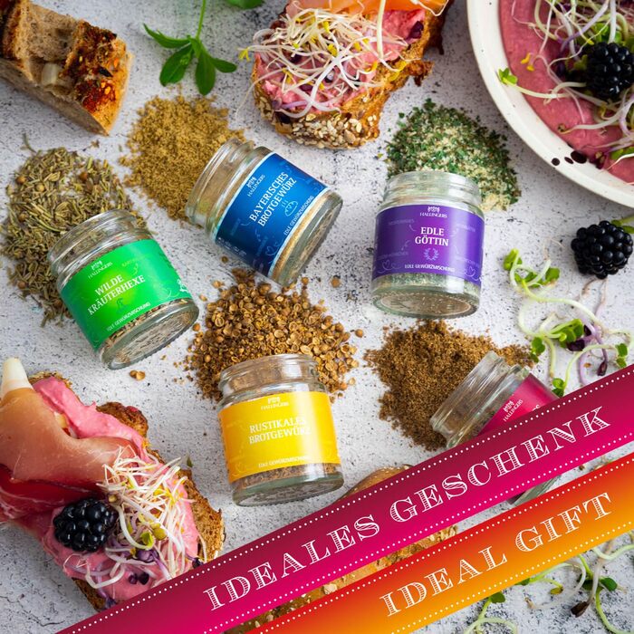 Класичний набір спецій Hallingers - 1 - Подарунковий набір спецій ручної роботи, 12 спецій з усього світу (Набір) - Літній подарунок та ідеальний подарунок для барбекю Подарунок для нової домівки &quotВітання та дружба&quot Класичні спеції., 12 спецій (73