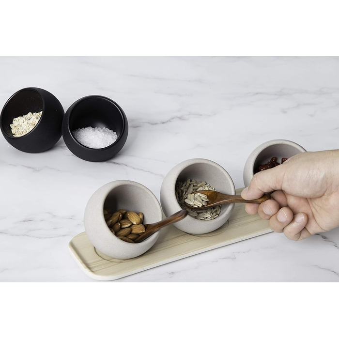 Сервировочный набор Moon - набор из 2 предметов 1 меламиновая миска (Ø 19 см) 1 откидная крышка с силиконовым уплотнителем, (бетонно-серый, Ø 8 см)