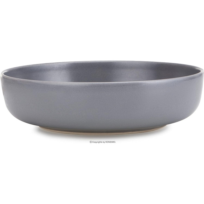 Консимо. Набор из 6 суповых тарелок - Тарелки для макарон - Глубокие тарелки - на 6 персон - Керамическая миска - Салатница VICTO для микроволновой печи - 18,5 см - (Серый)