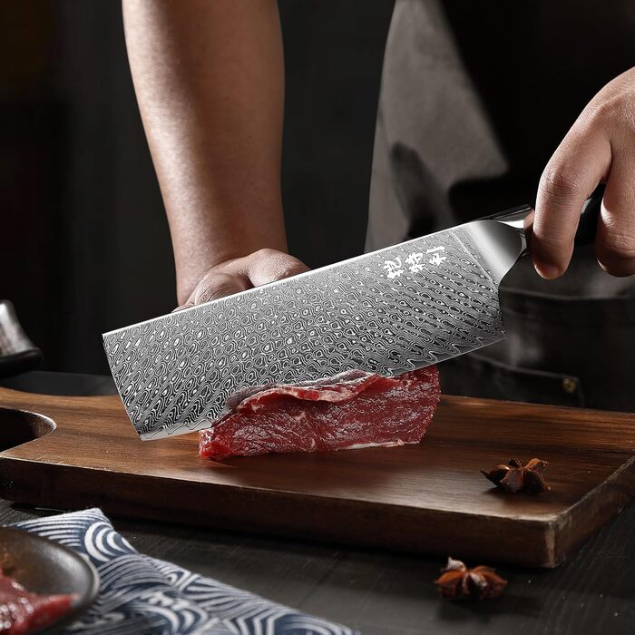 Японський кухарський ніж 67 Layers Damascus Steel Blade VG10 Steel Kuhon Knife with Pakkawood Handle, 20cm Pro