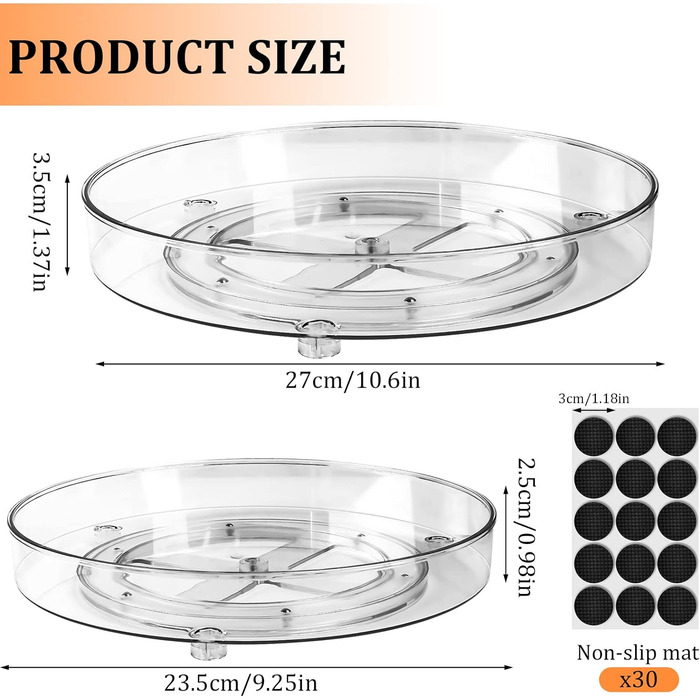 Органайзер для холодильника обертовий, набір 2 предмети, прозорий TUFA