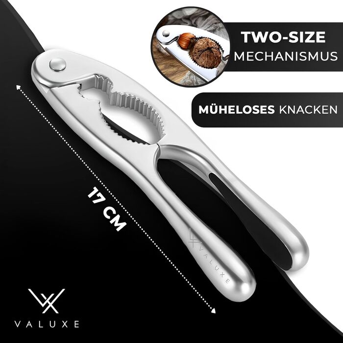 Щелкунчик премиум-класса VALUXE в эргономичном дизайне и с нескользящей ручкой - Эксклюзивный щелкунчик PRO с удовольствием раскалывает каждый грецкий орех - щипцы для орехов, открывалки для грецких орехов, открывалки для орехов (базовая линия)