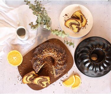 Форма для торта Zenker Z6527 Bundt Ø 25 см, стійка форма для торта з покриттям, для соковитого торта, кругла форма для випічки з антипригарним покриттям, кількість A 25 см одинарна