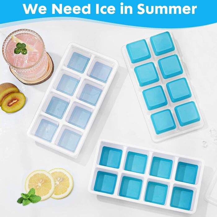 Силіконова форма для кубиків льоду Sinnsally, Набір з 3 формочок для кубиків льоду та льодових кубиків, Кубики льоду з кришками, Кулька для форми для кубиків льоду, Форма для льоду, Контейнер для кубиків льоду, Силіконова форма для кубиків льоду, Форма дл