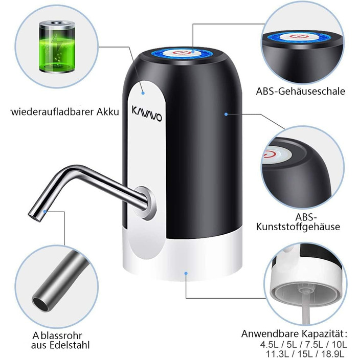 Диспенсер для води 4 Вт чорно-білий KAVAVO