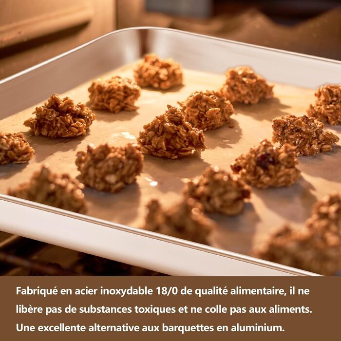 Набір деко Herogo з 2 шт. , деко з нержавіючої сталі, велике прямокутне деко для духовки Деко для торта Жирова форма для випічки та нетоксичний, можна мити в посудомийній машині, срібло (31,4x24,6x2,5 см) (дзеркальне покриття, 26,5x20,4x2,5 см)