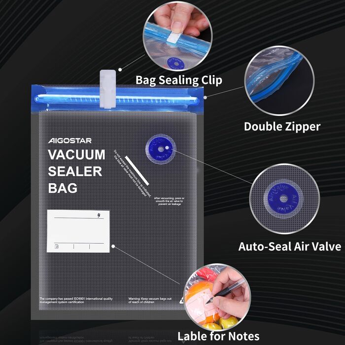 Вакуумні пакети 30 пакетів 16 x 22/21 x 22/20 x 25 см Aigostar