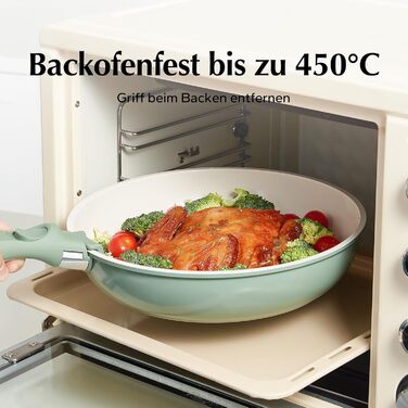Набір кухонного посуду з керамічним антипригарним покриттям, 16 предметів, зелений Redchef