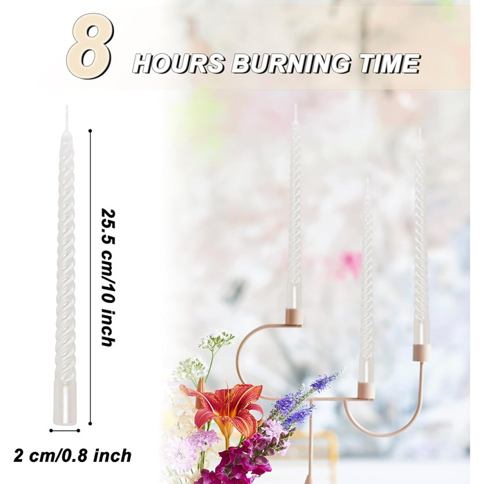 Набір з 4 конічних спіральних свічок 2 х 25,5 см, білий Alederways