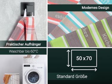 Набір кухонних рушників ZOLLNER із 4 бавовняних рушників 50x70 см поглинаючі та міцні кухонні рушники можна прати до 60C мятні смужки якість для громадського харчування сертифіковано Oeko-Tex (червоне)