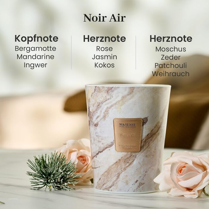 Велика ароматична свічка M&SENSE Чорні ароматичні свічки у склянці Ароматизована свічка з натурального соєвого воску Розслаблююча ароматерапія Подарунок для жінок та чоловіків, Різдво Час горіння 75 годин та 2 ґноти (Black Air, 990 г)
