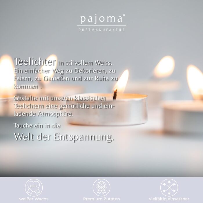 Чайні свічки pajoma, білі Чайні свічки без запаху Час горіння 8 годин - воскова вага 20 г, 25 x 38 мм Кейтеринг, весілля, декорування, святкування, відпочинок, 100 шт. (упаковка з 1) (Без запаху, 100 шт. (упаковка з 5))