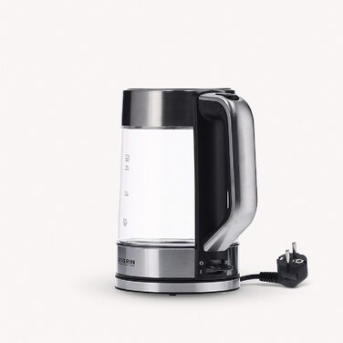 Скляний чайник SEVERIN з об'ємом наповнення 1,7 л XXL, потужний і компактний чайник у високоякісному дизайні, електрочайник з фільтром від накипу, 2200 Вт, скло з нержавіючої сталі, WK 3420 одинарний