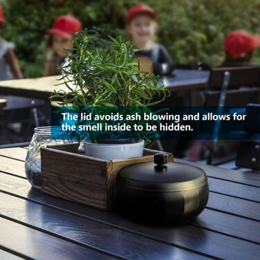 Попільничка з кришкою 11 см чорна JSVER