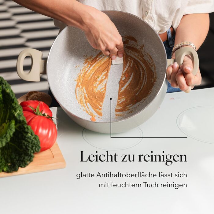 Алюмінієва каструля FLORINA 16 см 1,6 л Підходить для індукції Керамічне покриття, стійке до подряпин М&39яка ручка під дерево Термостійка Для всіх варильних поверхонь Легко миється (ISLA, 7 л - 28 см)