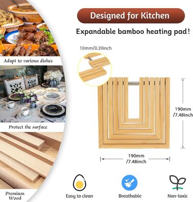 Бамбукова підставка під гаряче 2 шт TARUNMO
