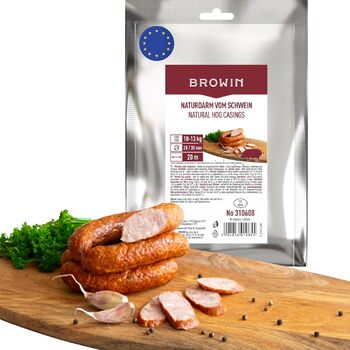 Натуральна оболонка для ковбас Натуральна оболонка вищого сорту для домашньої ковбаси, ялівцевої ковбаси, білої ковбаси, сардельки (калібр 18/20 мм, 91 метр, овеча оболонка)