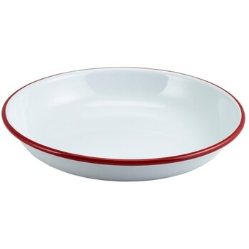 Тарілка глибока, 24х4 см, емаль, червоний обідок, GenWare