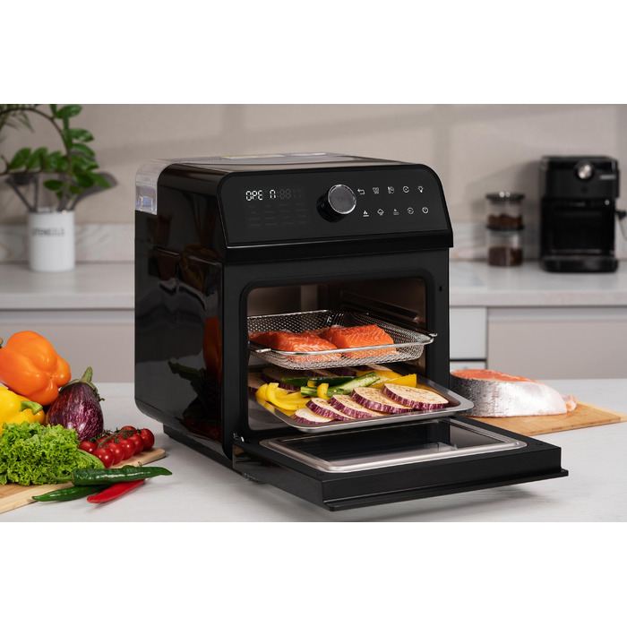 ARDESTO Мультипіч, 2250Вт, об'єм-15л, сенсорне керування, функція приготування на пару, 40-220°C, метал/пластик, біло-чорний