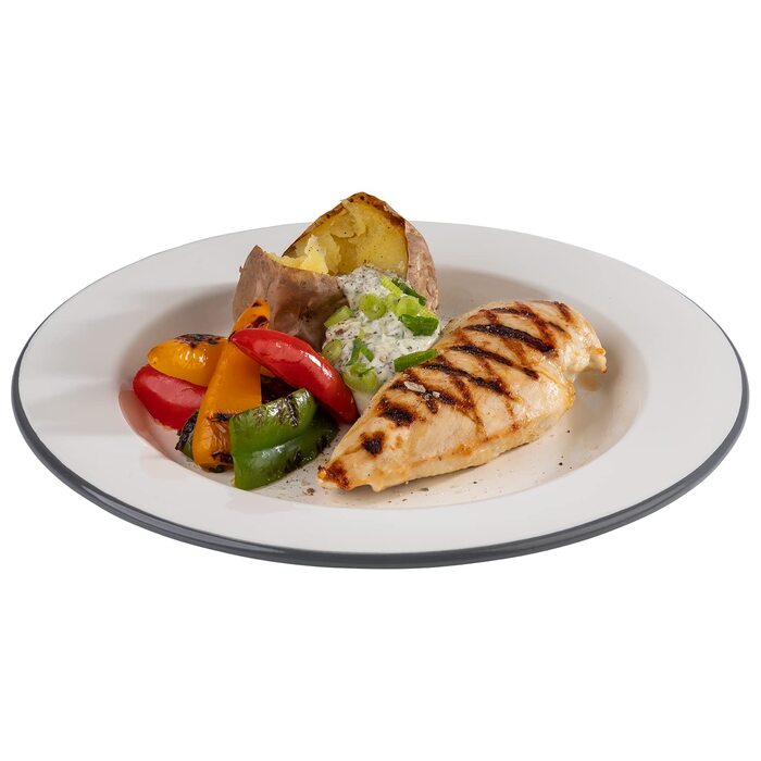 Набір з 2 плоских емальованих тарілок Ø 26 см, кремово-білий з сірим обідком Emaille APS