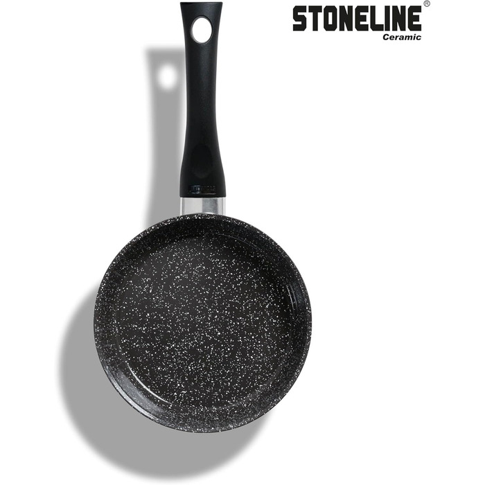 Керамічна сковорода STONELINE з кришкою. Керамічна сковорода. Індукційна антипригарна сковорода. Керамічне покриття з частинками справжнього каменю, сковорода без PFAS, для всіх типів плит, підходить для духовки (16 см)