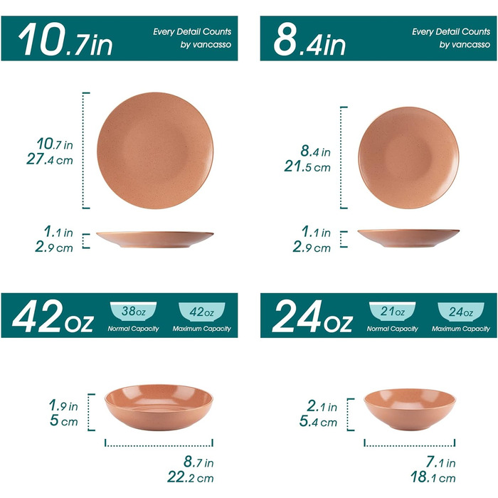 Столовий сервіз з керамограніту, комбінований сервіз vancasso з 32 предметів Карст з фаянсу, набір посуду у вінтажному вигляді для 4-12 осіб (Sabine-tc, посуд для 4 осіб)