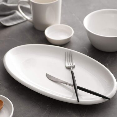 Тарілка овальна 35,6 см, набір 2 предмети, біла Dowan