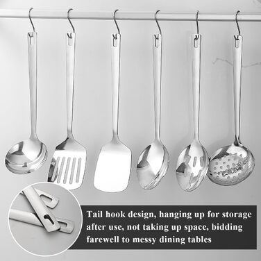 Набір кухонного начиння Evanda з 6 предметів, набір кухонного начиння з нержавіючої сталі, набір кухонних інструментів та шпателів, предмети першої необхідності для дому, кухонні аксесуари 1. Срібний