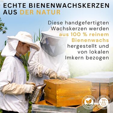 Набір з 10 конічних свічок 2 х 30 см з бджолиного воску, жовтий Danilovo