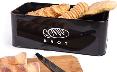 Хлібниця з кришкою 42 х 23 х 16 см чорний Theo&Cleo