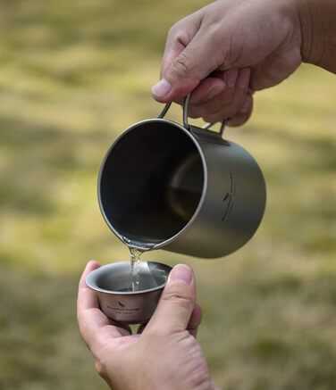 Мл Титановий чайник 120 мл і 180 мл Набір чашок з фільтром і кришкою Одношарова кавова кружка Садовий пікнік Набір чайників Портативний легкий туристичний посуд для кемпінгу на відкритому повітрі Ti3127D (кухоль Ti3126d-500 мл з набором чашок по 40 мл), 5