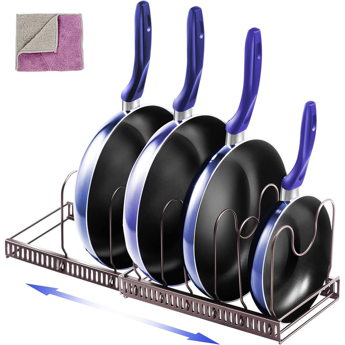 Подставка для посуды раздвижная 58,5 x 18 см, на 7 отделений, черная Masthome