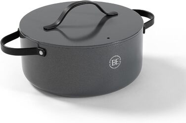 Каструля Be Living Essential з кришкою Ø 28 см з кришкою, антипригарна кераміка, для індукції, без PTFE та PFOA, (7 літрів, сіра)