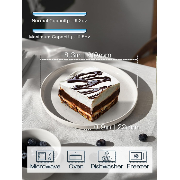 Набір з 6 десертних тарілок 21 см, ванільно-білий Dowan