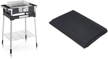 Электрический гриль SEVERIN SENOA DigitalBOOST для внутренних и наружных работ, настольный гриль с быстрым запуском гриля до 500 C, балконный гриль с поверхностью SafeTouch, нержавеющая сталь/черный, PG 8114 (отдельностоящий гриль с поворотным управлением