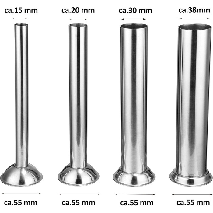 Професійна машина для наповнення ковбас Zelsius з нержавіючої сталі (3 літри, срібло) чотири різні труби для наповнення, наповнювач для ковбас, прес для ковбас, ковбасна машина з 2-швидкісним редуктором, вентиляційним клапаном і рукояткою