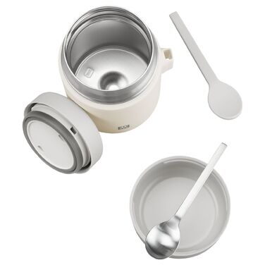 Харчовий контейнер 600 мл з ложкою, нержавіюча сталь, кремовий колір Thermo Plus Zwilling